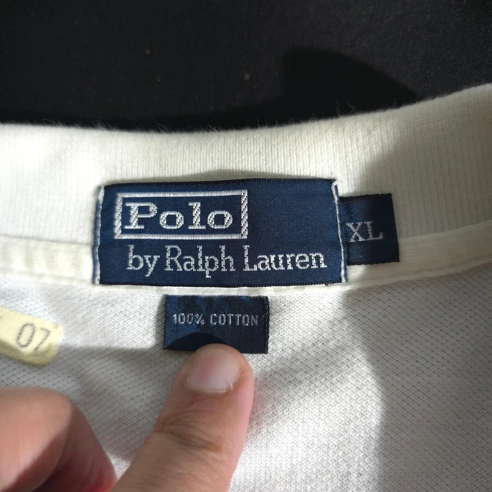 Polo Ralph Lauren Shirt Mens L Black White Striped Crest Logo‎ Short Sleeve Pony